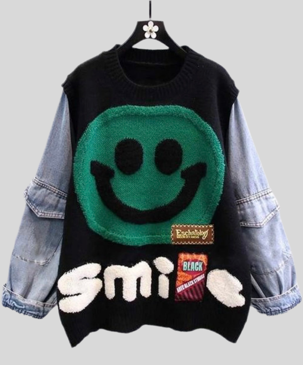 Smiley Denim Mix Sweater