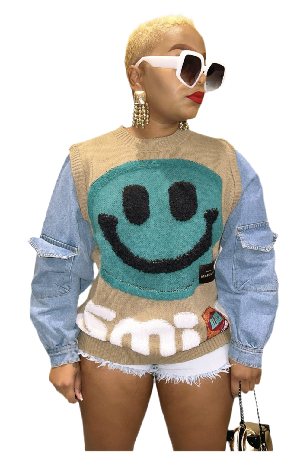 Smiley Denim Mix Sweater