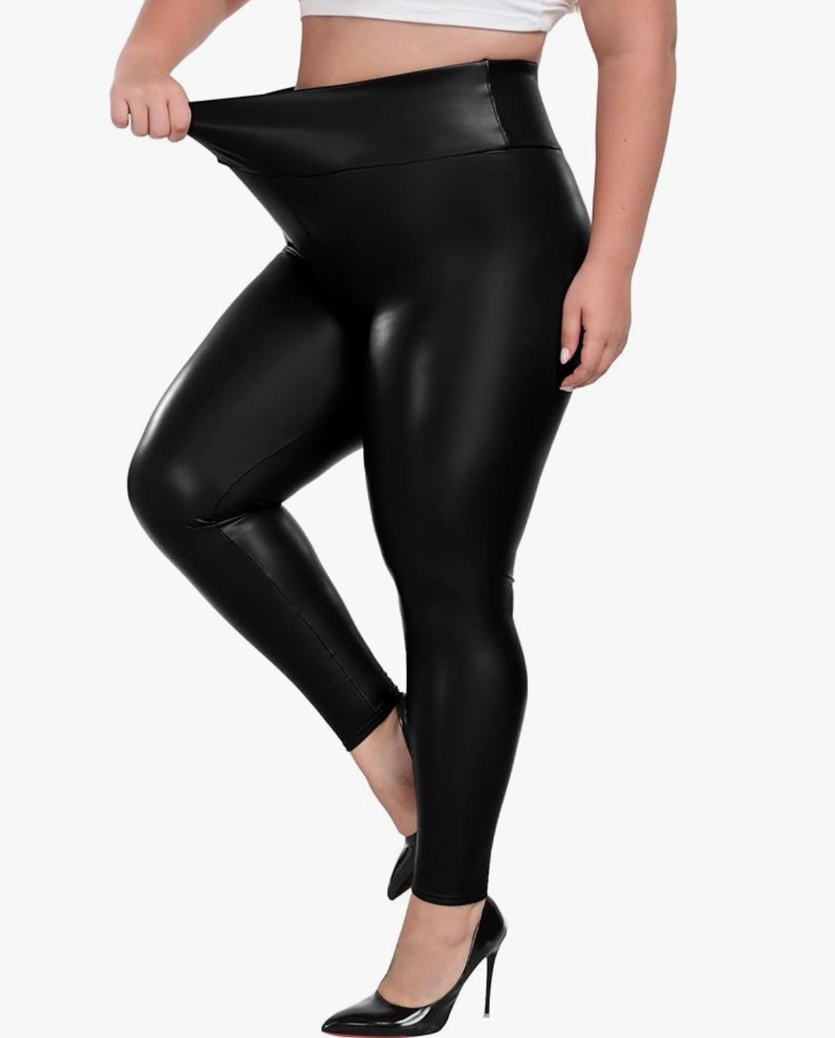 BLACK FAUX LEATHER LEGGINGS