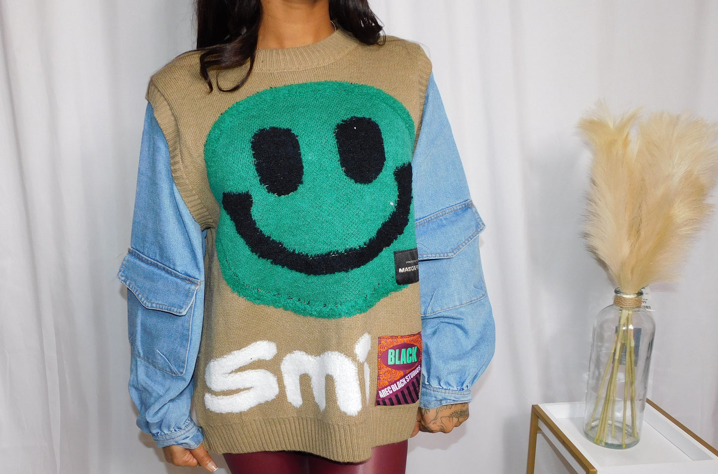 Smiley Denim Mix Sweater
